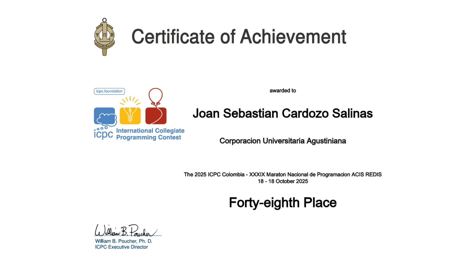 Mikeev Joan Sebastian Cardozo Salinas Competencia Nacional de Programacion